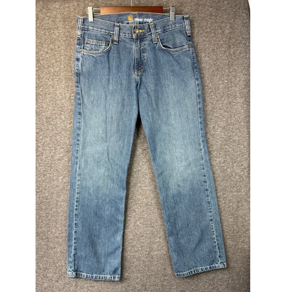 Carhartt Relaxed Straight Leg Jeans Mens‎ 31x30 Medium Wash Blue Denim B320-WTB